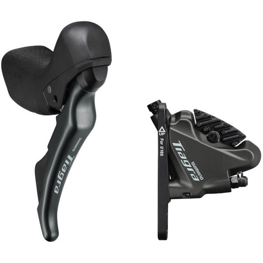 ST-4720 Tiagra 10-speed STI bled with BR-4770 flat mount calliper, right front