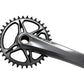 Bicycle crankset with chainring on a white background