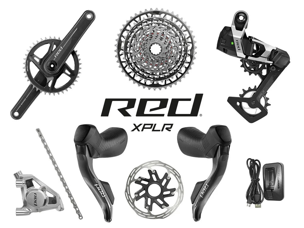 SRAM RED XPLR AXS Wide Disc HRD Flat Mount Gravel Groupset 1x13 - Bike Clinique