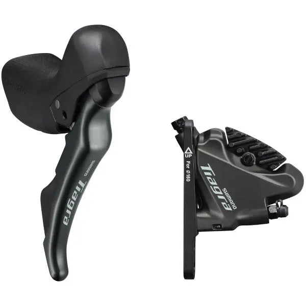 ST - 4720 Tiagra 10 - speed STI bled with BR - 4770 flat mount calliper, right front - Bike Clinique