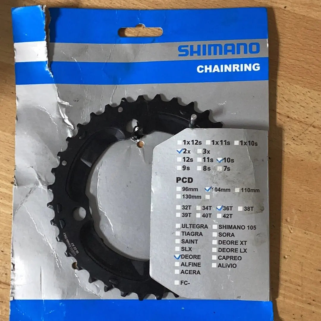 Shimano Chainring 2x10spd PCD 104mm 36T Deore - Bike Clinique